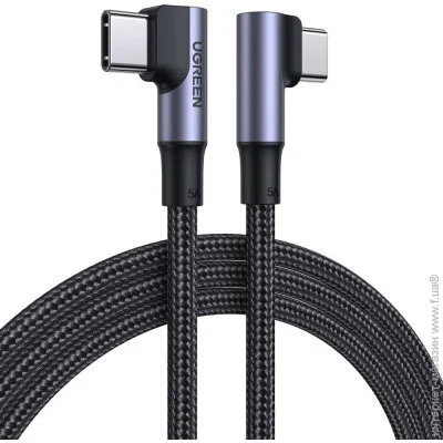 Ugreen  US335 Angled USB Type-C to Angled USB Type-C 100W 5A Cable Aluminium Shell with Braided 2m Black (70698)