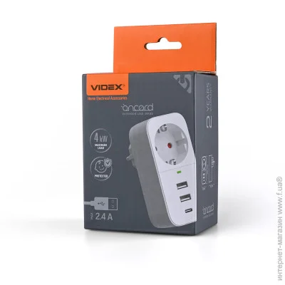  Videx  ONCORD / 1 2.4A 2USB+ USB-C White   1 .  27697