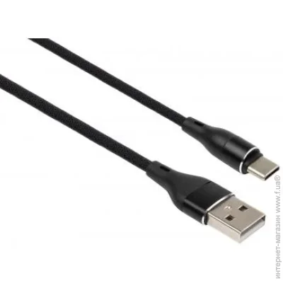   USB 2.0 AM to Type-C 1.0m cylindric nylon back Vinga (VCPDCTCCANB1BK)
