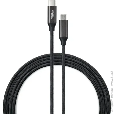   USB Type-C to Type-C 1.0m 100W E-Mark Chip Nylon Vinga (VCPCTC100BK)