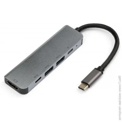 USB-  Vinga Type-C to 4K HDMI+ USB3.0+ 2*PD aluminium (VCPHTC5AL)
