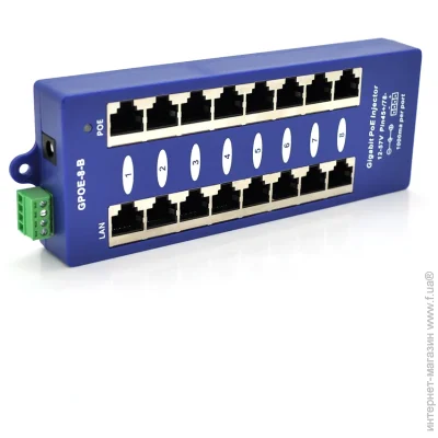   PoE Voltronic 8- POE- ,  8xRJ45  Ethernet 10/100 / 1000 / , IEEE802.3af / at, 12-57V, PIN45 + / 78-