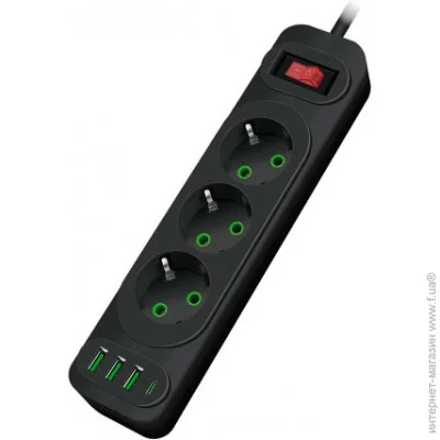 - Voltronic   F23U, 3  EU +  3 USB +  PD,    , 2 , 30,75, 2500W, Black, Box