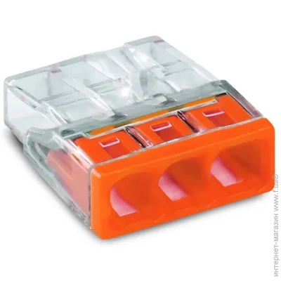 Колодка клемна Клема WAGO COMPACT для розподільчих коробок 3X2,5 прозора/оранжева, без пасти (2273-203) Колодка клемна Клема WAGO COMPACT для розподільчих коробок 3X2,5 прозора/оранжева, без пасти (2273-203)