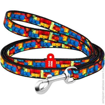 Повідець Waudog Nylon малюнок "Блоки" XS Ш10 мм Д122 см Повідець Waudog Nylon малюнок "Блоки" XS Ш10 мм Д122 см