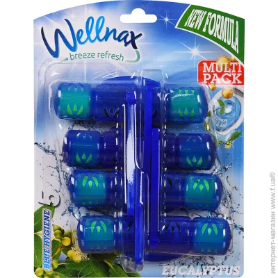 Засіб для унітазу Wellnax Туалетний блок Евкаліпт кольорова вода 4х50 г BLK-406 Засіб для унітазу Wellnax Туалетний блок Евкаліпт кольорова вода 4х50 г BLK-406