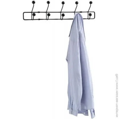 вішалка сталева настінна 10 гачків чорний 65х15х5 см (3600528) вішалка сталева настінна 10 гачків чорний 65х15х5 см (3600528)