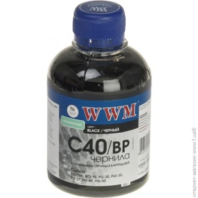  WWM Canon PG-40Bk/PG-50Bk/PGI-5Bk Black Pigment, 200 (C40/BP) Black 200 