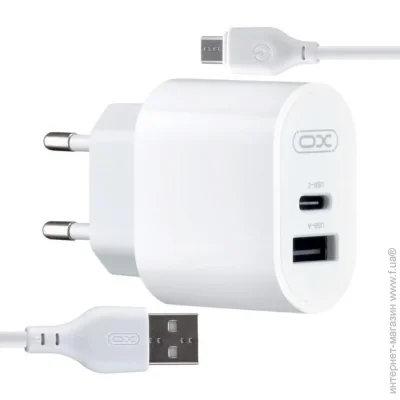XO    L97 (1Type-C/1USB/2.4A) +  USB - MicroUSB White (XO-L97-MC)