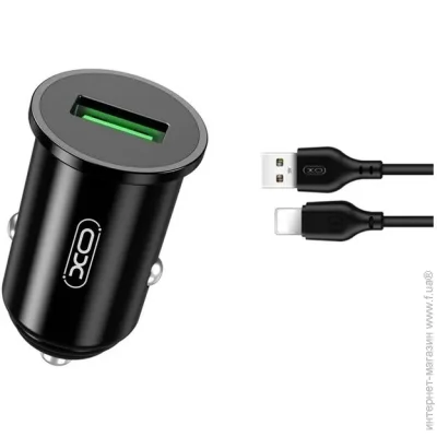   XO  TZ12 18W/1 USB QC 3.0 + Lightning Black (TZ12-L-BK)