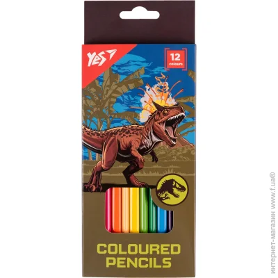 YES Олівці кольорові 12 кольорів Jurassic World хакі YES Олівці кольорові 12 кольорів Jurassic World хакі