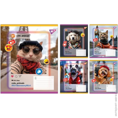 YES Зошит шкільний Cute animals 48 аркушів у лінійку YES Зошит шкільний Cute animals 48 аркушів у лінійку