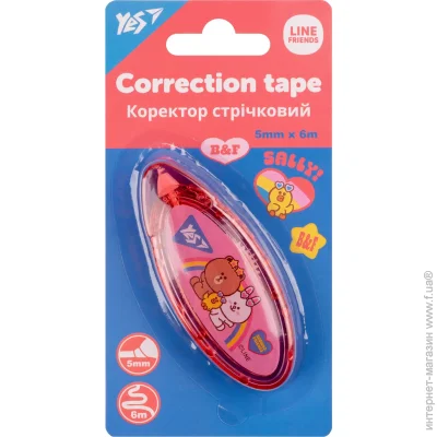 Лента Корректор ленточный YES 5мм х 6м Line friends (5056574419309) Лента Корректор ленточный YES 5мм х 6м Line friends (5056574419309)