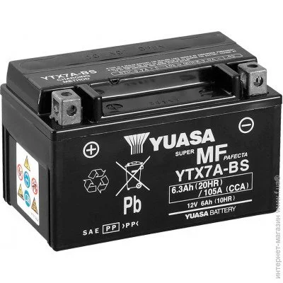   Yuasa  12V 6Ah MF VRLA Battery AGM () (YTX7A-BS)