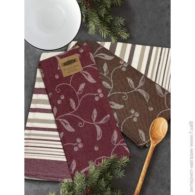 Рушник для кухні набір Zastelli 4шт №1 Коричнево-бордові 46х71 см Рушник для кухні набір Zastelli 4шт №1 Коричнево-бордові 46х71 см