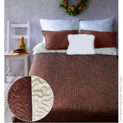 Zastelli Покривало двостороннє паянне шовк 210*240см Молочно-Коричневе Zastelli Покривало двостороннє паянне шовк 210*240см Молочно-Коричневе