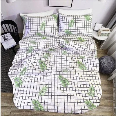 Комплект постельного белья Zastelli Евро белый Постельное белье Leaves/клетка бязь 200*220см Комплект постельного белья Zastelli Евро белый Постельное белье Leaves/клетка бязь 200*220см