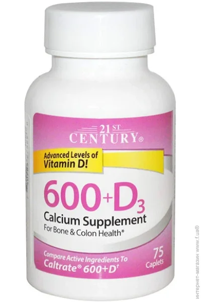   21st Century Calcium 600+ D3 75 Caplets (000024441)
