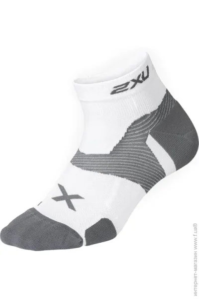  2XU VECTR CUSHION 1/4 CREW SOCKS UA5048e_WHT/GRY .L 
