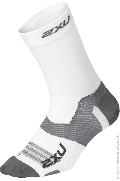  2XU  Vectr Light Cushion Crew Socks .M UA7005e_WHT/GRY .38-40 
