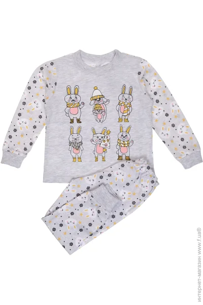 Кофта + штани Татошка Піжама дитяча для дівчинки 0101271 р.92 сірий з малюнком Кофта + штани Татошка Піжама дитяча для дівчинки 0101271 р.92 сірий з малюнком
