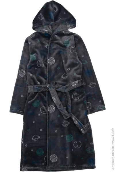 Халат детский для мальчиков Маленькие люди Космос р.122-128 серый 0161 Халат детский для мальчиков Маленькие люди Космос р.122-128 серый 0161
