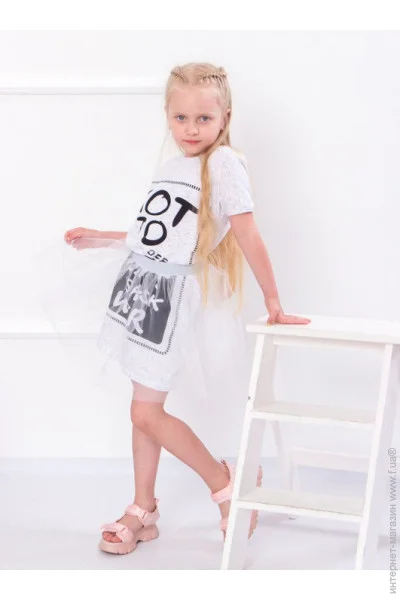 Сукня для дівчинки з фатиновою спідницею Носи своє Білий (6030-070-33-v20) Сукня для дівчинки з фатиновою спідницею Носи своє Білий (6030-070-33-v20)