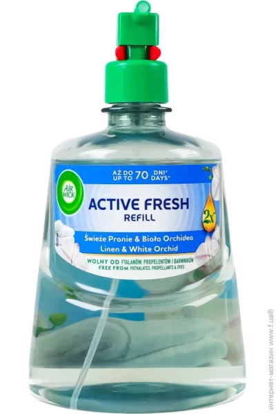 Освежитель воздуха Air Wick Сменный баллон для автоматического освежителя воздуха Active Fresh Утренняя свежесть и цветы орхидеи 228 мл Освежитель воздуха Air Wick Сменный баллон для автоматического освежителя воздуха Active Fresh Утренняя свежесть и цветы орхидеи 228 мл