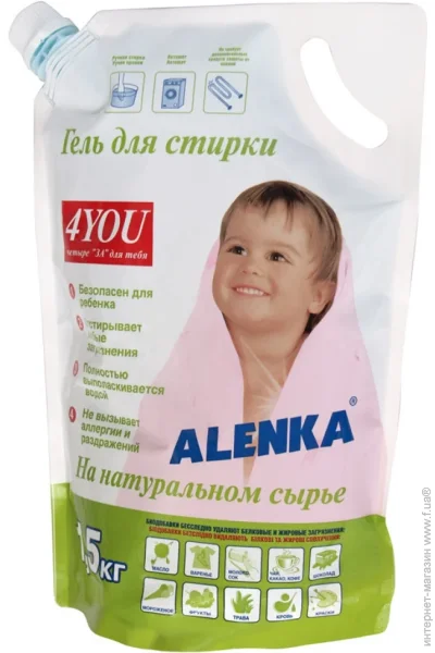 Гель для стирки Alenka для детских вещей на натуральном сырье 1500 мл (4820138320339) Гель для стирки Alenka для детских вещей на натуральном сырье 1500 мл (4820138320339)