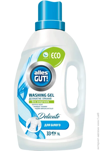 Гель для стирки для белых вещей Alles Gut! Гель для стирки Delicate для белого1 л Гель для стирки для белых вещей Alles Gut! Гель для стирки Delicate для белого1 л