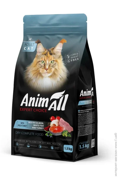 Корм сухий для котів з лососем, білою рибою та свіжою індичкою 1,5 кг Корм сухий для котів з лососем, білою рибою та свіжою індичкою 1,5 кг