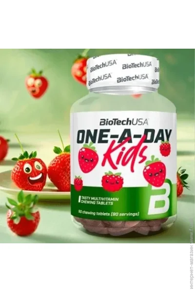 Вітаміни та мінерали Biotech One-A-Day Kids, 90 жувальних таблеток Полуниця-малина Вітаміни та мінерали Biotech One-A-Day Kids, 90 жувальних таблеток Полуниця-малина