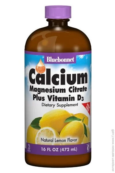 ̳ Bluebonnet Nutrition Calcium Magnesium Citrate +  Vitamin D3, 16 oz 472 ml Natural Lemon Flavor BLB0688 (000000624)