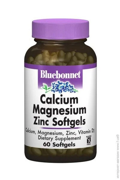 Bluebonnet Nutrition Calcium Magnesium plus Zinc 60 Softgels (000000629)