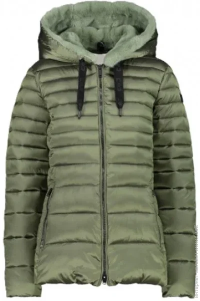 Campagnolo  Women's Hooded Padded Jacket with High and Wraparound Collar with Inner Faux Fur Olive XS (1097-31K3006F-F739 36)