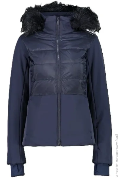 Campagnolo  Women's Stretch Twill Ski Jacket with Faux Fur Hood Dark Blue XS (1097-31W0066F-N950 36)