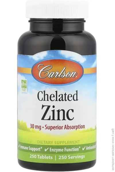  Carlson Labs  Chelated Zinc 250 tabs (1086-2023-10-4571)
