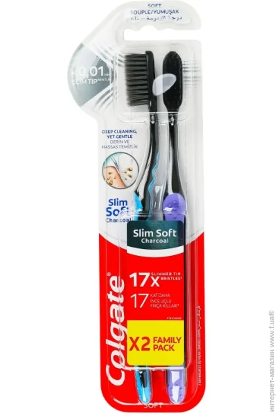   Colgate  Slim Soft Charcoal      ' 2 .