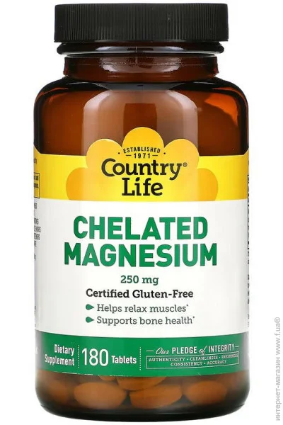 ³   Country Life Chelated Magnesium 250 mg, 180 
