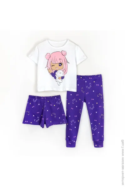Кофта + штаны Dexter'S Комплект детский для девочек Anime girl р.122 белый/фиолетовый 935336 Кофта + штаны Dexter'S Комплект детский для девочек Anime girl р.122 белый/фиолетовый 935336