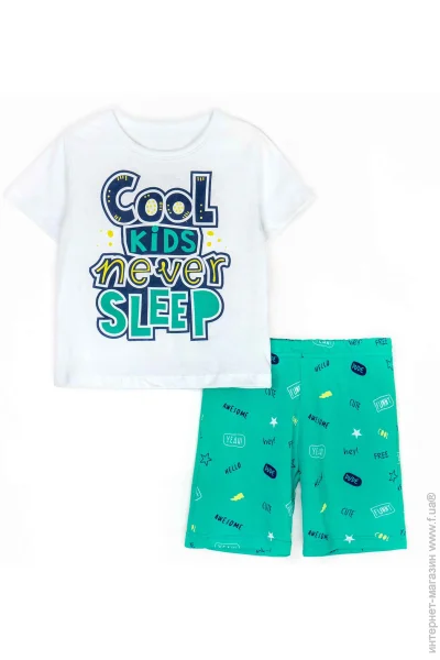 Футболка + шорты Dexter'S Пижама детская для мальчиков Cool Kids р.98 белый с зеленым 935464 Футболка + шорты Dexter'S Пижама детская для мальчиков Cool Kids р.98 белый с зеленым 935464