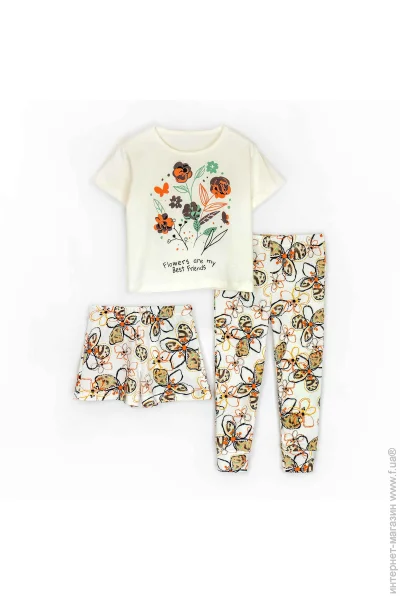 Кофта + штаны Dexter'S Комплект детский для девочек Flowers р.134 молочный/с принтом 935382 Кофта + штаны Dexter'S Комплект детский для девочек Flowers р.134 молочный/с принтом 935382
