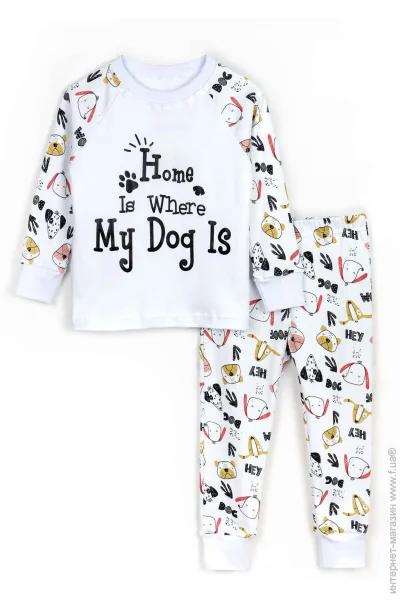 Пижамный комплект Dexter'S Пижама для девочекдля мальчиков Funny dogs р.122 белый 935212 Пижамный комплект Dexter'S Пижама для девочекдля мальчиков Funny dogs р.122 белый 935212