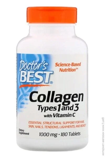   Doctor`S Best Collagen Types 1 and 3 with Vitamin C 1000 mg 180 Tabs DRB-00204 (000001068)