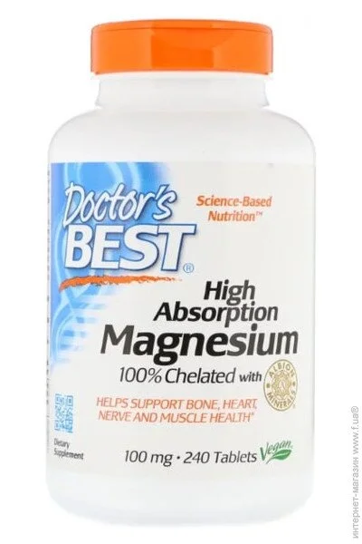  Doctor`S Best High Absorption Magnesium 100% Chelated with Albion Minerals 240 Tabs DRB-00087 (000001107)