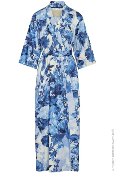 Essenza Жіночий халат Jula Leila Vanilla нар. M синій з білим Essenza Жіночий халат Jula Leila Vanilla нар. M синій з білим