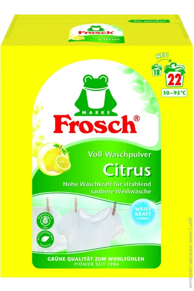 Пральний порошок для білих речей Frosch Цитрус 1450 г (4001499960260) Пральний порошок для білих речей Frosch Цитрус 1450 г (4001499960260)