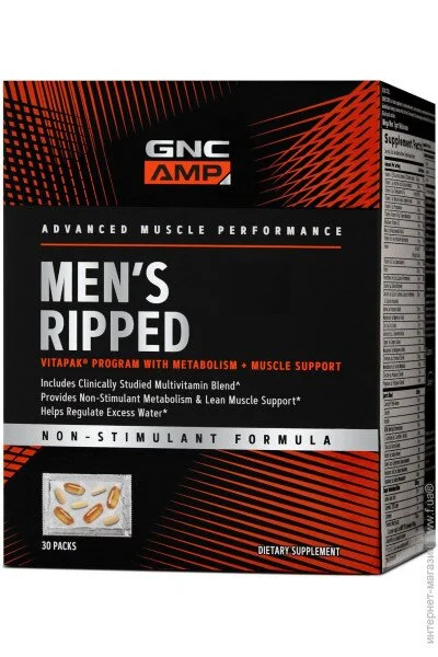 GNC ³ AMP Men "s Ripped Vitapak Non Stim 30  (4384303341)