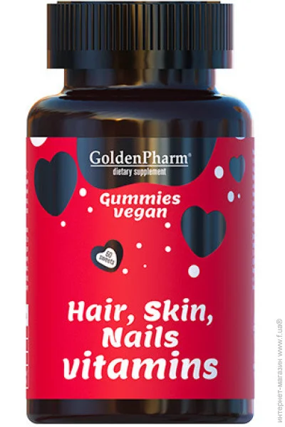 Витамины и минералы Golden Pharm Hair Skin Nails Vitamins, 60 желеек Витамины и минералы Golden Pharm Hair Skin Nails Vitamins, 60 желеек