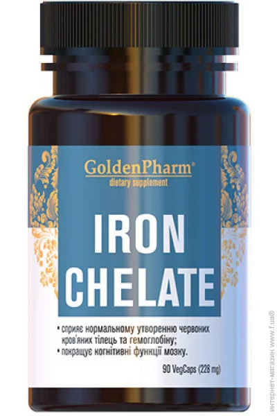 Витамины и минералы Golden Pharm Iron Chelate, 90 вегакапсул Витамины и минералы Golden Pharm Iron Chelate, 90 вегакапсул